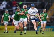 23 April 2022; Austin Gleeson of Waterford in action against Darragh O'Donovan of Limerick during the Munster GAA Hurling Senior Championship Round 2 match between Limerick and Waterford at TUS Gaelic Grounds in Limerick. Photo by Stephen McCarthy/Sportsfile