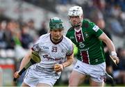 23 April 2022; Gavin Lee of Galway in action against Jack Galvin of Westmeath during the Leinster GAA Hurling Senior Championship Round 2 match between Galway and Westmeath at Pearse Stadium in Galway. Photo by Seb Daly/Sportsfile