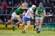 23 April 2022; Neil Montgomery of Waterford in action against Cathal O'Neill of Limerick during the Munster GAA Hurling Senior Championship Round 2 match between Limerick and Waterford at TUS Gaelic Grounds in Limerick. Photo by Stephen McCarthy/Sportsfile