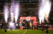 23 April 2022; The Cell C Sharks mascot runs out before he United Rugby Championship match between Cell C Sharks and Leinster at Hollywoodbets Kings Park Stadium in Durban, South Africa. Photo by Harry Murphy/Sportsfile