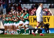 24 April 2022; Emily Scarratt of England takes to the pitch for her 100th cap before the TikTok Women's Six Nations Rugby Championship match between England and Ireland at Mattioli Woods Welford Road Stadium in Leicester, England. Photo by Darren Staples/Sportsfile