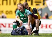 24 April 2022; Nicole Cronin of Ireland receives medical attention before going off injured during the TikTok Women's Six Nations Rugby Championship match between England and Ireland at Mattioli Woods Welford Road Stadium in Leicester, England. Photo by Darren Staples/Sportsfile
