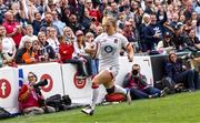 24 April 2022; Lydia Thompson of England runs in a try during the TikTok Women's Six Nations Rugby Championship match between England and Ireland at Mattioli Woods Welford Road Stadium in Leicester, England. Photo by Darren Staples/Sportsfile