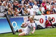 24 April 2022; Lydia Thompson of England scores a try during the TikTok Women's Six Nations Rugby Championship match between England and Ireland at Mattioli Woods Welford Road Stadium in Leicester, England. Photo by Darren Staples/Sportsfile