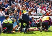 24 April 2022; Eimear Considine of Ireland is treated for an injury during the TikTok Women's Six Nations Rugby Championship match between England and Ireland at Mattioli Woods Welford Road Stadium in Leicester, England. Photo by Darren Staples/Sportsfile