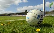 24 April 2022; A match ball in the goal mouth before the Leinster GAA Football Senior Championship Round 1 match between Wicklow and Laois at the County Grounds in Aughrim, Wicklow. Photo by Seb Daly/Sportsfile