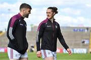 24 April 2022; Damien Comer, left, and Kieran Molloy of Galway walk the pitch before the Connacht GAA Football Senior Championship Quarter-Final match between Mayo and Galway at Hastings Insurance MacHale Park in Castlebar, Mayo. Photo by Brendan Moran/Sportsfile Photo by Brendan Moran/Sportsfile