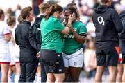 24 April 2022; Linda Djougang of Ireland is consoled after the TikTok Women's Six Nations Rugby Championship match between England and Ireland at Mattioli Woods Welford Road Stadium in Leicester, England. Photo by Darren Staples/Sportsfile
