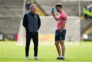 24 April 2022; Mayo manager James Horan, left, and Aidan O'Shea walk the pitch before the Connacht GAA Football Senior Championship Quarter-Final match between Mayo and Galway at Hastings Insurance MacHale Park in Castlebar, Mayo. Photo by Brendan Moran/Sportsfile Photo by Brendan Moran/Sportsfile