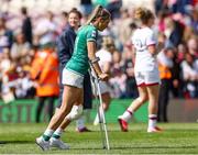 24 April 2022; Eimear Considine of Ireland walks with the aid of crutches after the TikTok Women's Six Nations Rugby Championship match between England and Ireland at Mattioli Woods Welford Road Stadium in Leicester, England. Photo by Darren Staples/Sportsfile