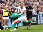 24 April 2022; Kathryn Dane of Ireland tackles Lydia Thompson of England during the TikTok Women's Six Nations Rugby Championship match between England and Ireland at Mattioli Woods Welford Road Stadium in Leicester, England. Photo by Darren Staples/Sportsfile