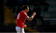 24 April 2022; Tommy Durnin of Louth celebrates after scoring his side's third goal during the Leinster GAA Football Senior Championship Round 1 match between Louth and Carlow at Páirc Tailteann in Navan, Meath. Photo by Eóin Noonan/Sportsfile