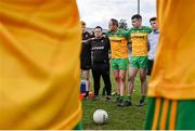 24 April 2022; Donegal captain Michael Murphy speaks to his team after the Ulster GAA Football Senior Championship Quarter-Final match between Donegal and Armagh at Páirc MacCumhaill in Ballybofey, Donegal. Photo by Ramsey Cardy/Sportsfile