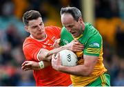 24 April 2022; Michael Murphy of Donegal in action against Niall Grimley of Armagh during the Ulster GAA Football Senior Championship Quarter-Final match between Donegal and Armagh at Páirc MacCumhaill in Ballybofey, Donegal. Photo by Ramsey Cardy/Sportsfile