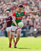 24 April 2022; Cillian O'Connor of Mayo kicks a free during the Connacht GAA Football Senior Championship Quarter-Final match between Mayo and Galway at Hastings Insurance MacHale Park in Castlebar, Mayo. Photo by Brendan Moran/Sportsfile