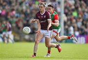 24 April 2022; Kieran Molloy of Galway is tackled by Jason Doherty of Mayo during the Connacht GAA Football Senior Championship Quarter-Final match between Mayo and Galway at Hastings Insurance MacHale Park in Castlebar, Mayo. Photo by Brendan Moran/Sportsfile