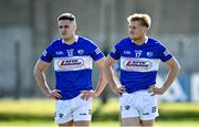 24 April 2022; Laois players Patrick O’Sullivan, left, and Alan Farrell after their side's defeat in the Leinster GAA Football Senior Championship Round 1 match between Wicklow and Laois at the County Grounds in Aughrim, Wicklow. Photo by Seb Daly/Sportsfile