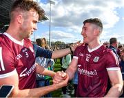 24 April 2022; Galway players Paul Conroy, left, and Johnny Heaney celebrate after the Connacht GAA Football Senior Championship Quarter-Final match between Mayo and Galway at Hastings Insurance MacHale Park in Castlebar, Mayo. Photo by Brendan Moran/Sportsfile