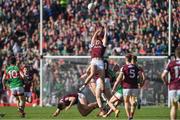 24 April 2022; Damien Comer of Galway tries to catch a ball late in the game against Mayo during the Connacht GAA Football Senior Championship Quarter-Final match between Mayo and Galway at Hastings Insurance MacHale Park in Castlebar, Mayo. Photo by Ray Ryan/Sportsfile