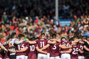 24 April 2022; The Galway team make a huddle before the start of the Connacht GAA Football Senior Championship Quarter-Final match between Mayo and Galway at Hastings Insurance MacHale Park in Castlebar, Mayo. Photo by Ray Ryan/Sportsfile