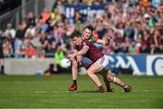 24 April 2022; John Daly of Galway in action against Diarmuid O’Connor of Mayo during the Connacht GAA Football Senior Championship Quarter-Final match between Mayo and Galway at Hastings Insurance MacHale Park in Castlebar, Mayo. Photo by Ray Ryan/Sportsfile