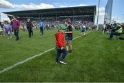 24 April 2022; Young fans take to the pitch at half time in the Connacht GAA Football Senior Championship Quarter-Final match between Mayo and Galway at Hastings Insurance MacHale Park in Castlebar, Mayo. Photo by Ray Ryan/Sportsfile