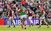 24 April 2022; Oisín Mullin of Mayo holds his leg before the leaving the pitch during the Connacht GAA Football Senior Championship Quarter-Final match between Mayo and Galway at Hastings Insurance MacHale Park in Castlebar, Mayo. Photo by Brendan Moran/Sportsfile