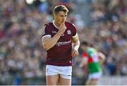 24 April 2022; Shane Walsh of Galway celebrates after scoring a free kick during the Connacht GAA Football Senior Championship Quarter-Final match between Mayo and Galway at Hastings Insurance MacHale Park in Castlebar, Mayo. Photo by Brendan Moran/Sportsfile