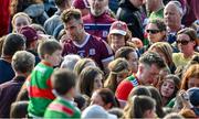 24 April 2022; Paul Conroy of Galway and Cillian O'Connor of Mayo meet supporters and sign autographs after the Connacht GAA Football Senior Championship Quarter-Final match between Mayo and Galway at Hastings Insurance MacHale Park in Castlebar, Mayo. Photo by Brendan Moran/Sportsfile