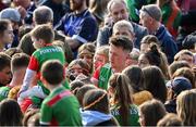 24 April 2022; Cillian O'Connor of Mayo signs autographs for supporters after the Connacht GAA Football Senior Championship Quarter-Final match between Mayo and Galway at Hastings Insurance MacHale Park in Castlebar, Mayo. Photo by Brendan Moran/Sportsfile