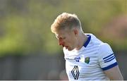 24 April 2022; Mark Kenny of Wicklow leaves the pitch following an injury to his nose during the Leinster GAA Football Senior Championship Round 1 match between Wicklow and Laois at the County Grounds in Aughrim, Wicklow. Photo by Seb Daly/Sportsfile