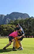 25 April 2022; Thomas Clarkson and contact skills coach Denis Leamy during a Leinster rugby squad training session at Westerford High School in Cape Town, South Africa. Photo by Harry Murphy/Sportsfile