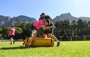 25 April 2022; Brian Deeny and contact skills coach Denis Leamy during a Leinster rugby squad training session at Westerford High School in Cape Town, South Africa. Photo by Harry Murphy/Sportsfile