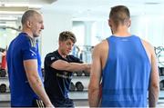 27 April 2022; Senior athletic performance coach Joe McGinley, centre, with Head physiotherapist Garreth Farrell and Nick McCarthy during a Leinster Rugby squad gym session at Virgin Active in Cape Town, South Africa. Photo by Harry Murphy/Sportsfile