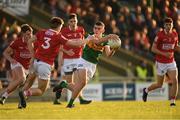 25 April 2022; Thomas O'Donnell of Kerry in action against Tommy Walsh of Cork during the EirGrid Munster GAA Football Under 20 Championship final match between Kerry and Cork at Austin Stack Park in Tralee, Kerry. Photo by Eóin Noonan/Sportsfile