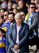24 April 2022; Independent Dáil Deputy Michael Lowry TD stands to attention during the playing of the National Anthem before the Munster GAA Hurling Senior Championship Round 2 match between Tipperary and Clare at FBD Semple Stadium in Thurles, Tipperary. Photo by Ray McManus/Sportsfile