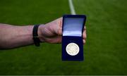 24 April 2022; The coin referee James Owens uses for the toss at games including the Munster GAA Hurling Senior Championship Round 2 match between Tipperary and Clare at FBD Semple Stadium in Thurles, Tipperary. Photo by Ray McManus/Sportsfile