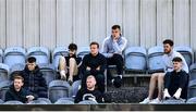 26 April 2022; Dundalk players, from left, Paul Doyle, Steven Bradley, Joe Adams, John Mountney, Mark Connolly, Lewis Macari, Sam Bone and John Martin look on during the Collingwood Cup Final match between UCD and Queens University Belfast at Oriel Park in Dundalk, Louth. Photo by Ben McShane/Sportsfile