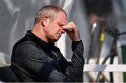 26 April 2022; UCD manager Diarmuid McNally reacts during the Collingwood Cup Final match between UCD and Queens University Belfast at Oriel Park in Dundalk, Louth. Photo by Ben McShane/Sportsfile