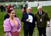 26 April 2022; Racegoer Grainne Lyons from Dunshaughlin, Co Meath during day one of the Punchestown Festival at Punchestown Racecourse in Kildare. Photo by David Fitzgerald/Sportsfile