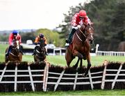 26 April 2022; Mighty Potter, with Jack Kennedy up, clears the last on their way to winning the Bective Stud Champion Novice Hurdle during day one of the Punchestown Festival at Punchestown Racecourse in Kildare. Photo by David Fitzgerald/Sportsfile
