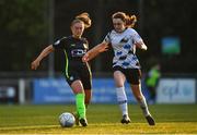 26 April 2022; Katie Malone of DLR Waves in action against Kayleigh Shine of Athlone Town during the SSE Airtricity Women's National League match between DLR Waves and Athlone Town at UCD Bowl in Belfield, Dublin. Photo by Eóin Noonan/Sportsfile