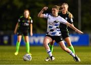 26 April 2022; Dana Scheriff of Athlone Town in action against Fiona Donnelly of DLR Waves during the SSE Airtricity Women's National League match between DLR Waves and Athlone Town at UCD Bowl in Belfield, Dublin. Photo by Eóin Noonan/Sportsfile