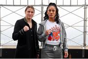 26 April 2022; Katie Taylor, left, and Amanda Serrano at the Empire State Building in New York ahead of their WBA, WBC, IBF, WBO and The Ring lightweight title bout at Madison Square Garden in New York, USA on Saturday night. Photo by Ed Mulholland/ Matchroom Boxing via Sportsfile