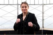 26 April 2022; Katie Taylor at the Empire State Building in New York ahead of her WBA, WBC, IBF, WBO and The Ring lightweight title bout against Amanda Serrano at Madison Square Garden in New York, USA on Saturday night. Photo by Ed Mulholland/ Matchroom Boxing via Sportsfile
