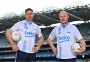 27 April 2022; Shelmaliers GAA Club and former Dublin footballer Eoghan O'Gara, left, and Former Thomas Davis GAA Club and Dublin footballer Paul Curran in attendance at the launch of the 2022 Beko Club Champion at Croke Park in Dublin, a competition to reward and celebrate local GAA club heroes who go above and beyond to help their local community and club. For more information visit leinstergaa.ie/beko-club-champion-2021/. Photo by Sam Barnes/Sportsfile