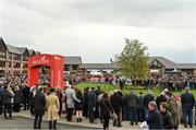27 April 2022; A general view of racegoers around the parade ring before the Adare Manor Opportunity Series Final Handicap Hurdle during day two of the Punchestown Festival at Punchestown Racecourse in Kildare. Photo by Seb Daly/Sportsfile
