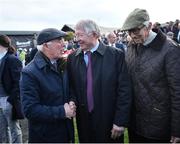 27 April 2022; Sir Alex Ferguson, centre, with trainer Ted Walsh, left, before the Ladbrokes Punchestown Gold Cup during day two of the Punchestown Festival at Punchestown Racecourse in Kildare. Photo by David Fitzgerald/Sportsfile