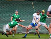 27 April 2022; Cian Rellis of Waterford shoots to score his side's first goal during the oneills.com Munster GAA Hurling U20 Championship Semi-Final match between Limerick and Waterford at TUS Gaelic Grounds in Limerick, Ireland. Photo by Michael P Ryan/Sportsfile