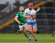 27 April 2022; Ronan Power of Waterford in action against Jimmy Quilty of Limerick during the oneills.com Munster GAA Hurling U20 Championship Semi-Final match between Limerick and Waterford at TUS Gaelic Grounds in Limerick, Ireland. Photo by Michael P Ryan/Sportsfile